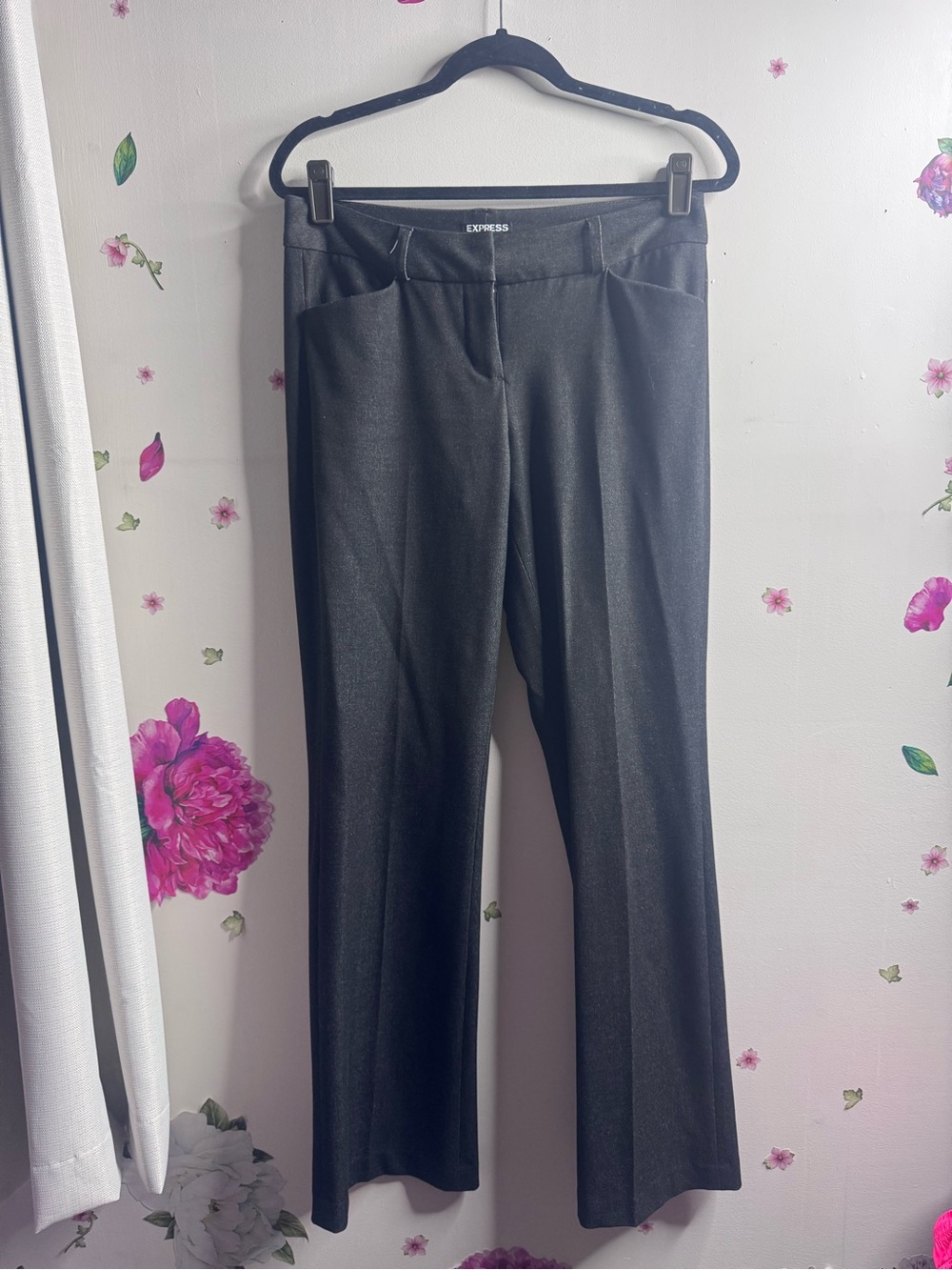 Express Women's Black Stretch Straight-Leg Dress Pants